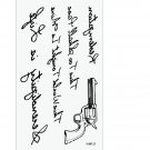 Cool fake tattoo art for men gun pattern water proof temporary tattoo sticker , English quote tattoo