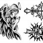 realistic blessing angel temporary tattoo art, water proof black cross realistic tattoo skin art