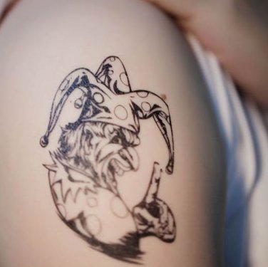 British style unique clown fake tattoo , cool night bar body art vivid transfer tattoos