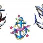 3 patterns tattoo sticker for women cute color anchor and bird sleeve temporary tattoo