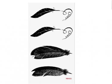 Black feather fake tattoo romantic 90s hand art tiny tattoo for girls