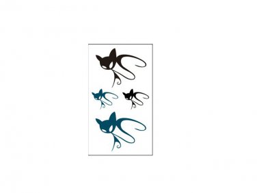 cartoon cat temporary tattoo sticker , unique body art kitty black tattoo animal pattern design