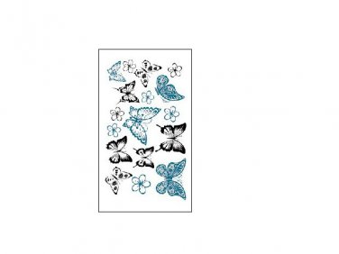 Blue butterfly tattoo sticker cute flower black animal transfer tattoo art butterfly pattern
