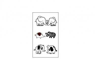 animal pattern couple tattoos sticker, cute dancing bar skin art elephant fake tattoo