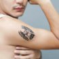 school art cool seraph arm temporary tattoos, 2 pcs ablaze angel in a tattoo sticker