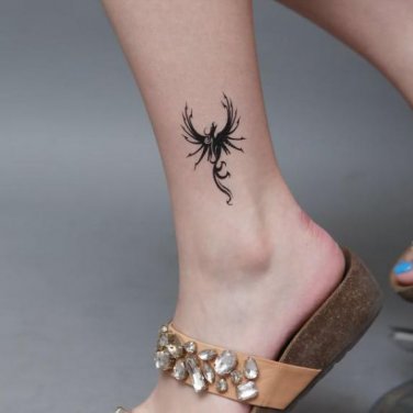 black phoenix totem sexy transfer tattoos sticker  water proof ankle phoenix tattoo