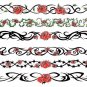 red flower temporary tattoo art, romantic and fashion skin art women floral bracelet tattoo