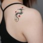 seahorse diamond pattern totem fake tattoo art, cool street body art shoulder temporary tattoos
