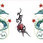 seahorse diamond pattern totem fake tattoo art, cool street body art shoulder temporary tattoos