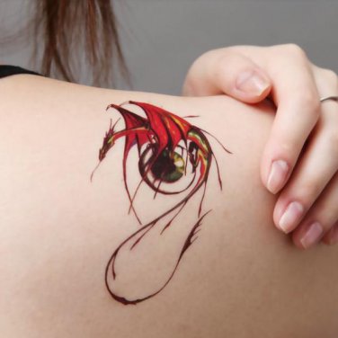 colored pterosaur eye pattern unique tattoo design art, cool school art sleeve temporary tattoos
