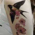 vivid swallow and flower pattern 10 *14cm large temporary skin art