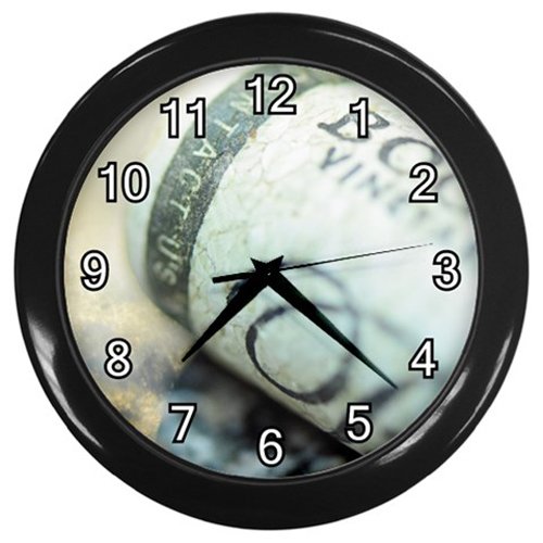 Wine Cork Black Frame Kitchen Wall Clock