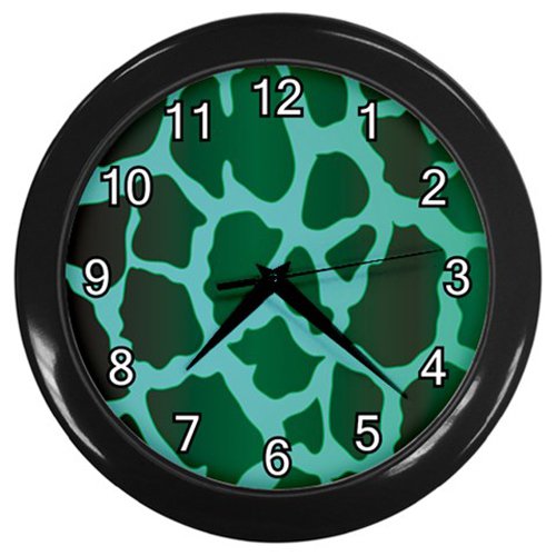 Green Giraffe Animal Print Wall Clock