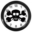 Black Skull And Cross Bones Black Frame Novelty Wall Clock