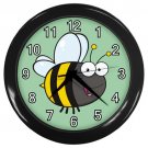Green Black Bee Black Frame Child Novelty Wall Clock