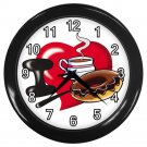 I Love Coffee And Donuts Black Frame Kitchen Wall Clock