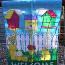 WELCOME BIRDHOUSE DECORATIVE GARDEN YARD FLAG 29x41