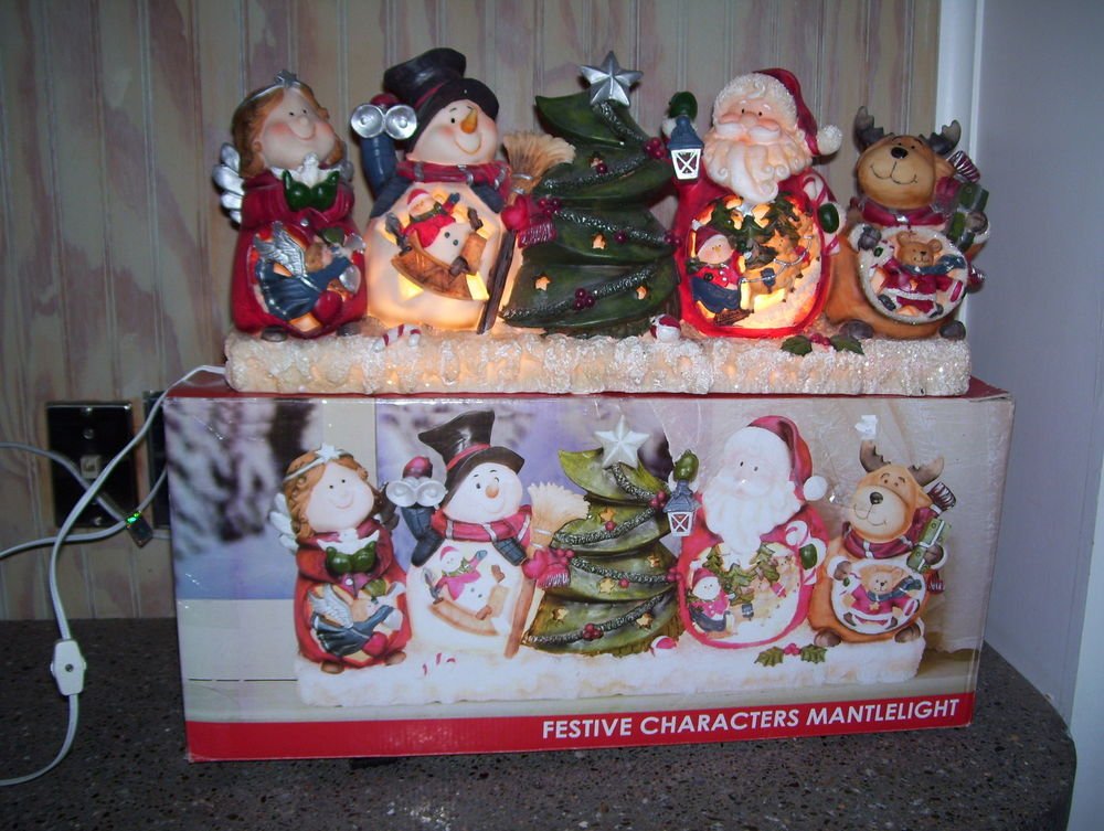 Kirkland Home Christmas Festive Characters Mantelight Lighted in Box!