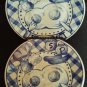 2 Sango Breakfast SP Salt and Pepper # 6147, 6" Blue & White Saucers