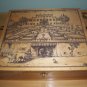 VINTAGE Trinket Wooden Box Chest w/ Old Castle Country Farming Scene
