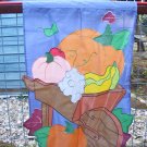 Pumpkin Apple and Fall Leafs in Bucket w/ Glitter Decor Outdoor Yard Flag EUC!