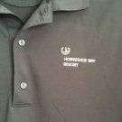 Mens Play Dri Horseshoe Bay Resort Logo Short Sleeve Black Polo Golf Med Shirt
