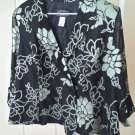 Alex Evenings Black & Gold Floral Top Sz 2X Very Classy-Sheer Sleeves-Lined Top