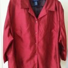 Venezia Womens Shimmering Deep Red Blouse Shirt 22/24  3/4 Sleeves-Very Nice