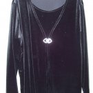 Notations Black Crushed Velvet Classy 2 Pc Look Top w/ Heart Clasp 2X