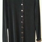 Chicos Travlers Womens Slinky Black w/ Animal Print Blouse/Jacket Size 2 Large