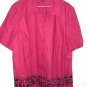 Russell Kemp Woman 2X Red w/ Black Print Blouse/Top/Suit Jacket Short Sleeved