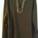 Zillian Womans Sheer Black Long Sleeved Top/Blouse w/ Bling Sz 3XL VERY Nice