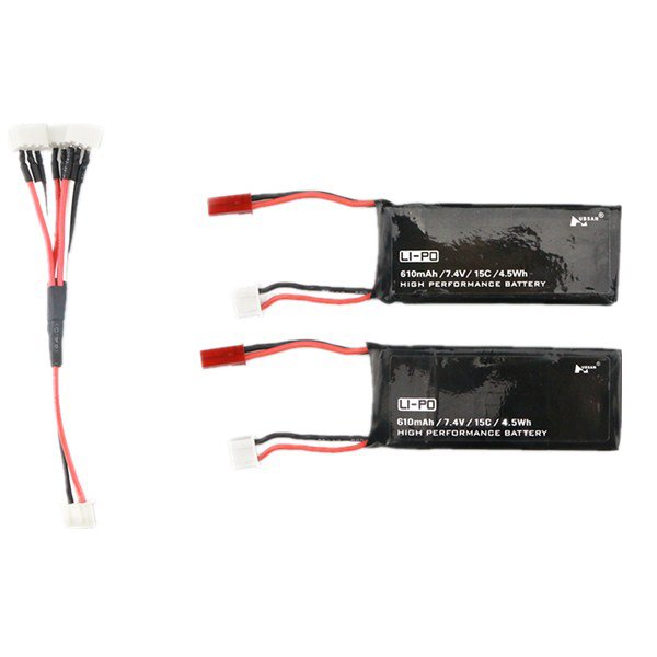 Hubsan H502S H502E RC Quadcopter Spare Parts 2 x 7.4V 15C 610mAh Battery& Charging Cable Set