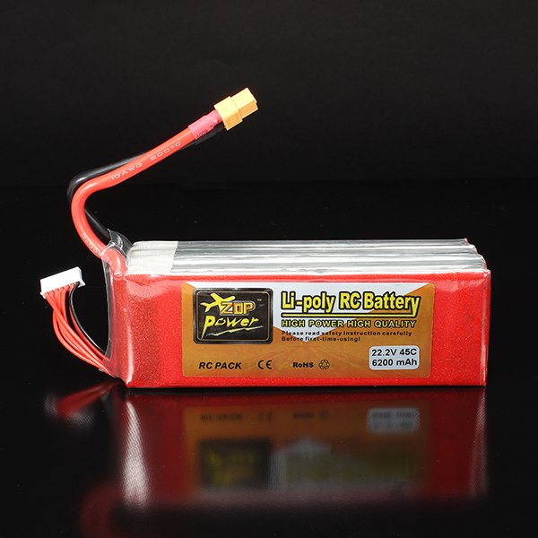 ZOP Power 22.2V 6200mAh 6S 45C Lipo Battery XT60 Plug