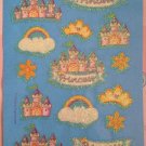 Sparkly Glitter Princess Rainbow Castle Flower Sticker Sheet