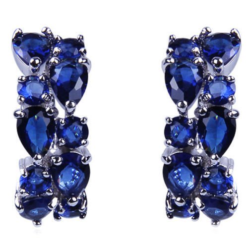 18K Gold GP Earring with Swarovski Crystals - Sapphire