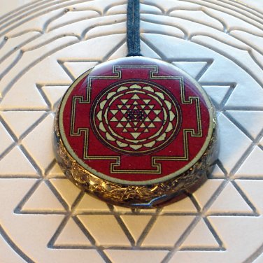 Sri Chakra Shungite Orgonite Gold and silver leaves