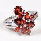 92.5 Sterling Silver Stylish Handmade Designer Chunky Handcrafted Ring With Studded Garnet