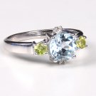 92.5 Sterling Silver Stylish Handmade Designer Ring With Studded Blue Topaz,Tourmaline