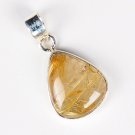 92.5 Sterling Silver Stylish Handmade Designer Chunky Handicrafted Pandent With Golden Rutile Stone