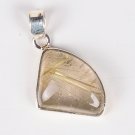 92.5 Sterling Silver Stylish Handmade Designer Chunky Handicrafted Pandent With Golden Rutile Stone