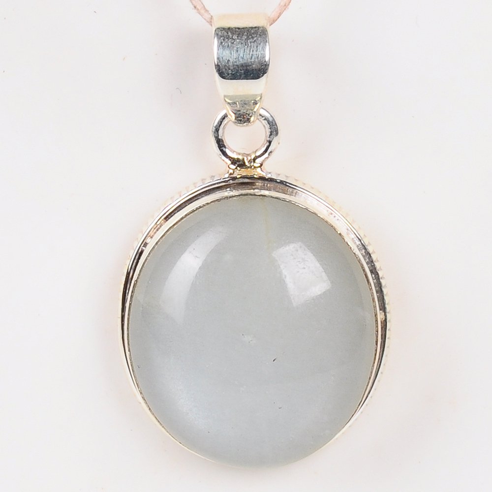92.5 Sterling Silver Stylish Handmade Designer Chunky Handicrafted Pandent White Moon Stone
