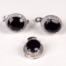 92.5 Sterling Silver Stylish Handmade Designer Pandent With Earring With Studded Black Onyx Stone