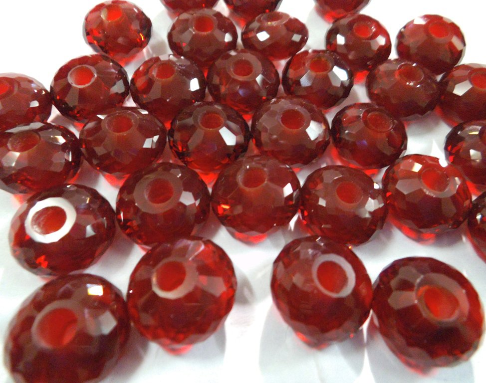 Red AAA Quarts Fancy Rondelle Big Hole Beads,Handmade Beads,12 Piece 15x8 MM With 4.5 MM Hole