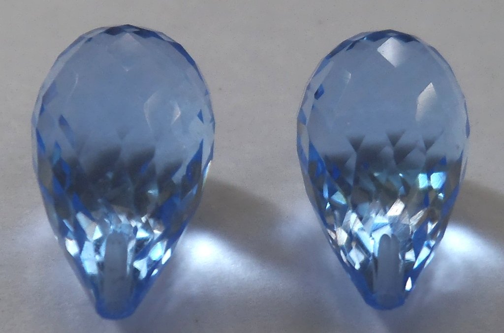 Top Quality Blue Quart Faceted Tear Drops Beads Half Top Drill Handmade Beads,10x18 MM-1 Pair