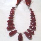 Top Quality Ruby Faceted Teardrops Beads Handmade Beads 6x12 mm to 8x19 mm-21 Piece-10 Inch Strand