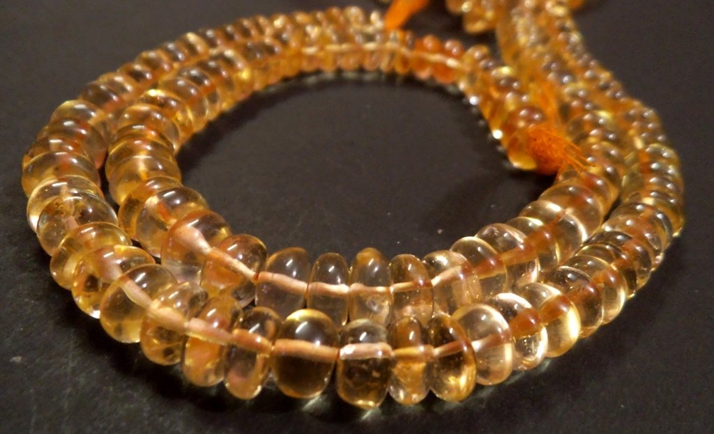 14 inches strands-Natural Citrine Plain rondelle beads size 7-10 mm approx,50-55 Pieece/Strand