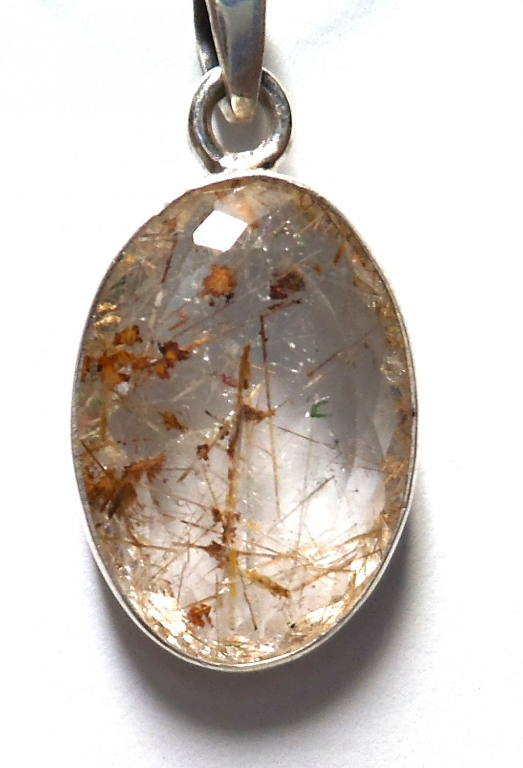 Sterling Silver Stylish Handmade Designer Chunky Handcrafted Pendant With Golden Rutile Stone