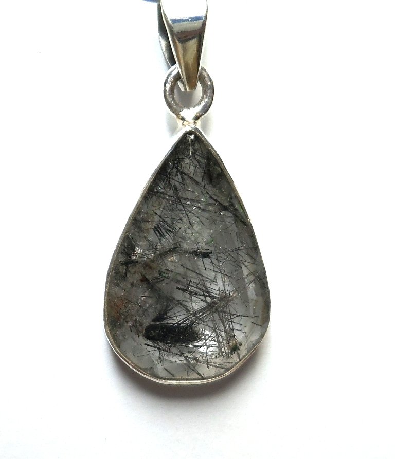92.5 Sterling Silver Stylish Handmade Designer Chunky Handcrafted Pendant With Black Rutile Stone