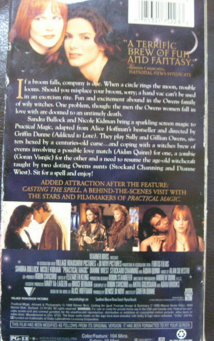 Practical Magic movie VHS 1999 - Sandra Bullock Nicole Kidman witches